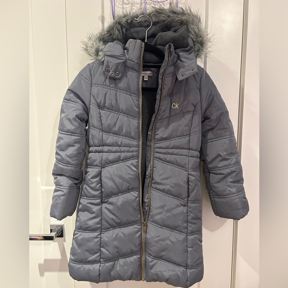 Girl's Aerial Fur-Trim Hooded Long Puffer Coat - Picture 6 of 7